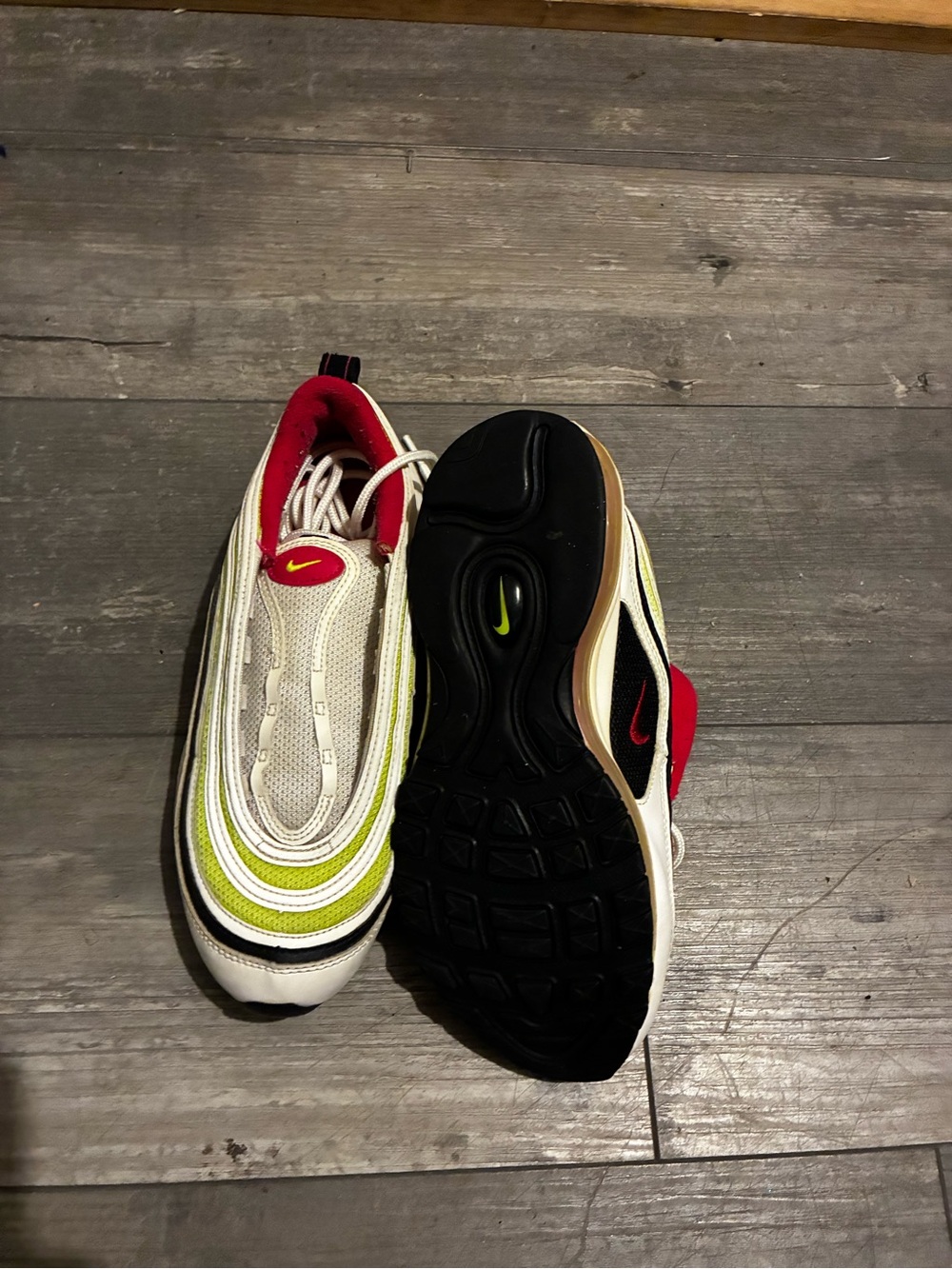 Nike White Lime Green Red Low-Top Sneakers